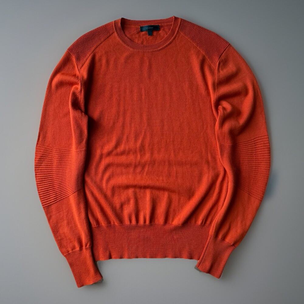 Belstaff Sweater Women's M Orange Lightweight Wool Pullover Made in Italy